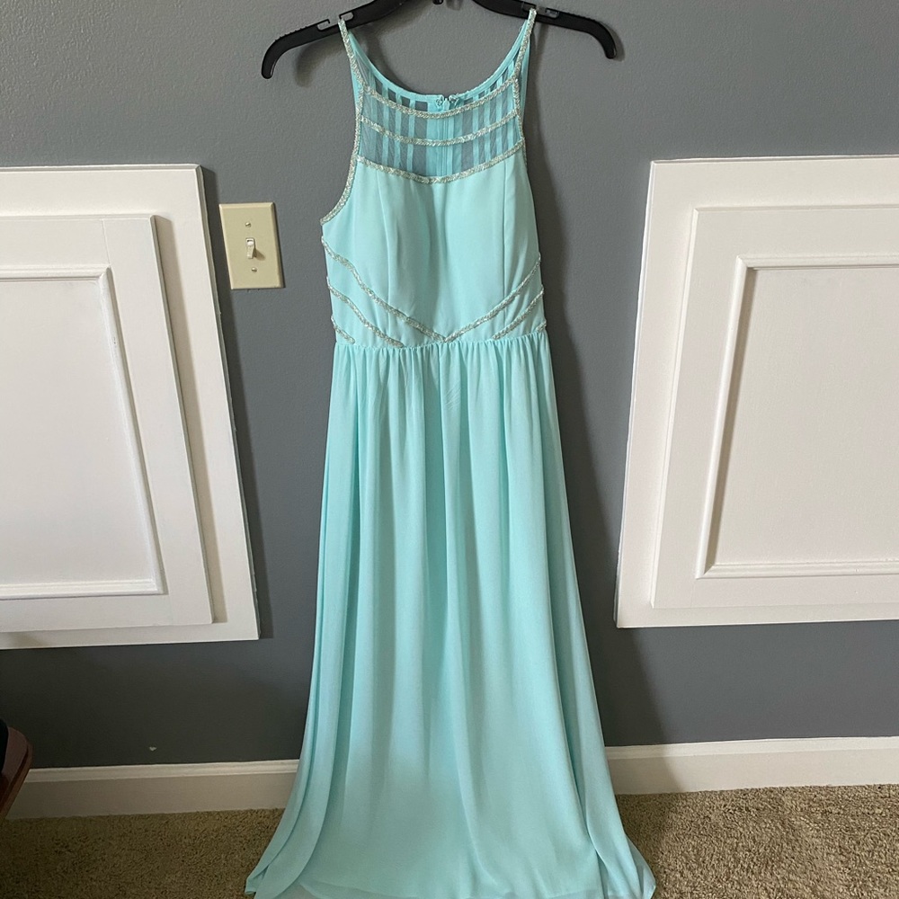 🔥Light Blue Chiffon Formal Dress